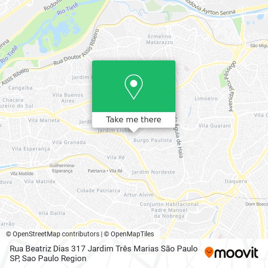 Mapa Rua Beatriz Dias  317   Jardim Três Marias   São Paulo   SP