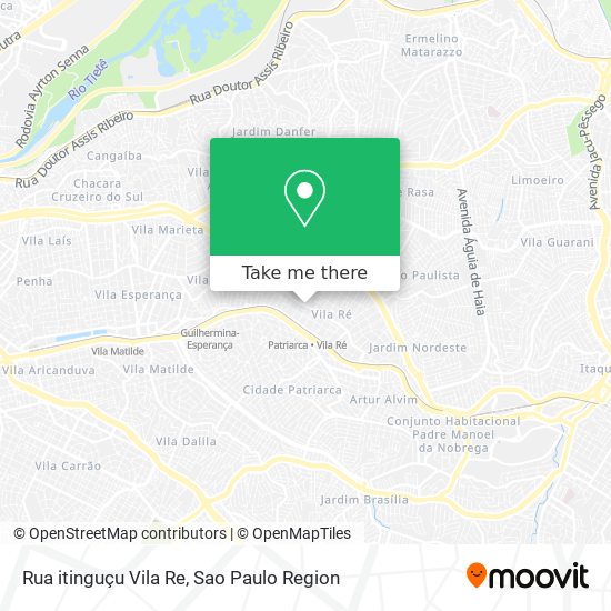 Rua itinguçu  Vila Re map