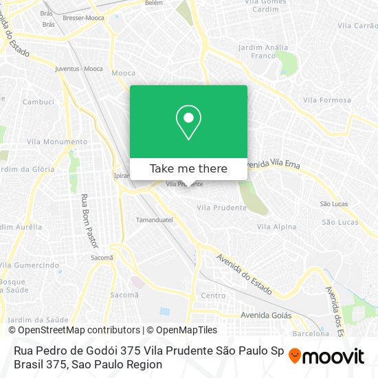 Mapa Rua Pedro de Godói  375   Vila Prudente  São Paulo   Sp  Brasil 375