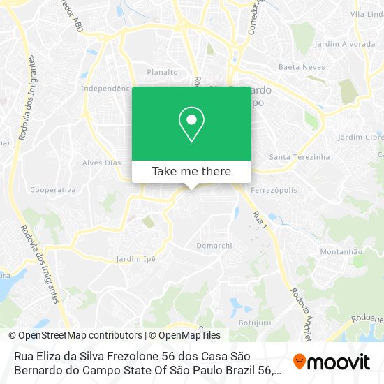 Mapa Rua Eliza da Silva Frezolone  56   dos Casa  São Bernardo do Campo   State Of São Paulo  Brazil 56