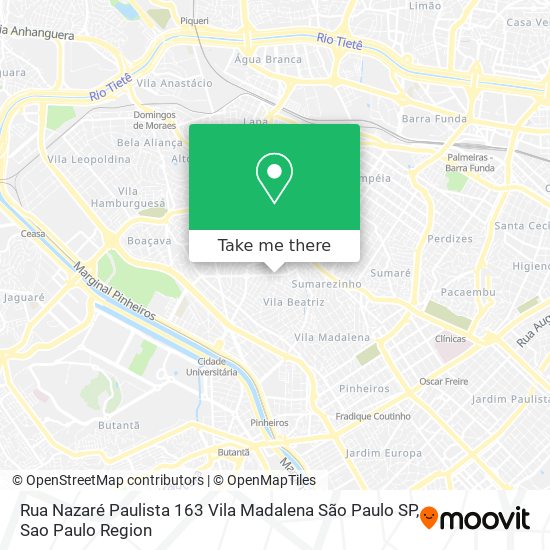 Mapa Rua Nazaré Paulista  163   Vila Madalena   São Paulo   SP