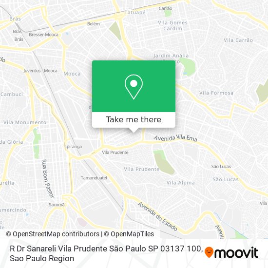 Mapa R  Dr  Sanareli   Vila Prudente  São Paulo   SP  03137 100