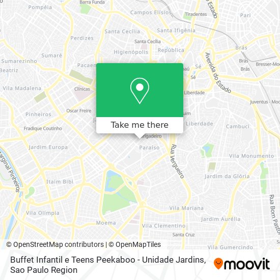 Buffet Infantil e Teens Peekaboo - Unidade Jardins map