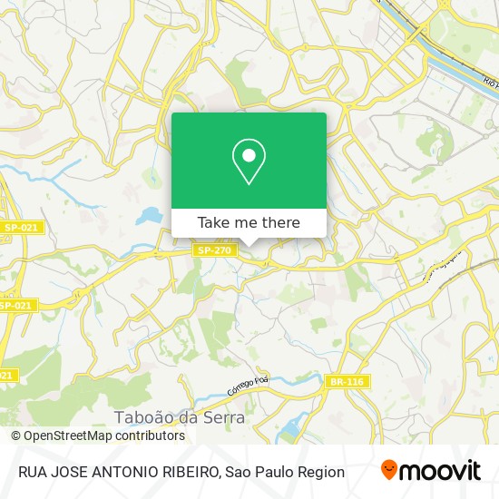 Mapa RUA JOSE ANTONIO RIBEIRO