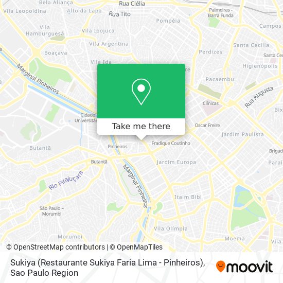 Mapa Sukiya (Restaurante Sukiya Faria Lima - Pinheiros)