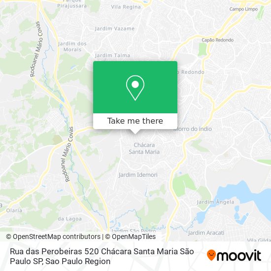 Mapa Rua das Perobeiras  520   Chácara Santa Maria   São Paulo   SP