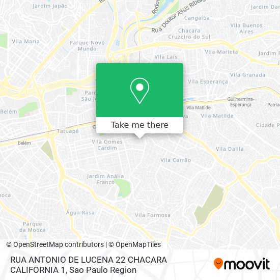 RUA ANTONIO DE LUCENA  22   CHACARA CALIFORNIA 1 map