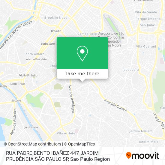 RUA PADRE BENTO IBAÑEZ 447  JARDIM PRUDÊNCIA SÃO PAULO SP map