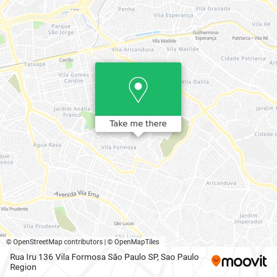 Rua Iru  136   Vila Formosa   São Paulo   SP map