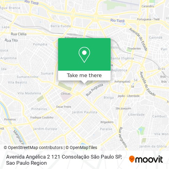 Mapa Avenida Angélica  2 121   Consolação   São Paulo   SP
