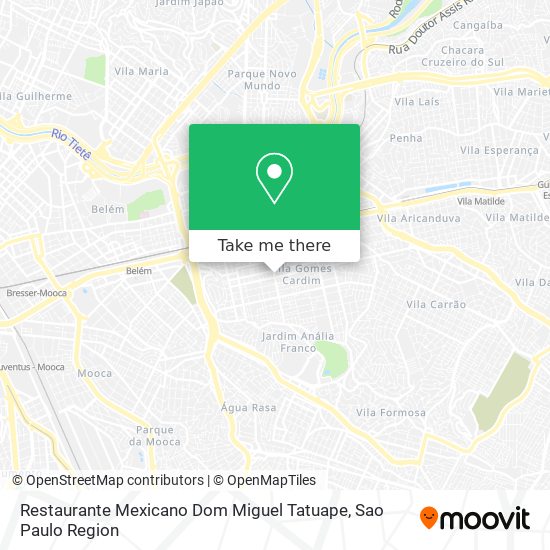 Mapa Restaurante Mexicano Dom Miguel Tatuape