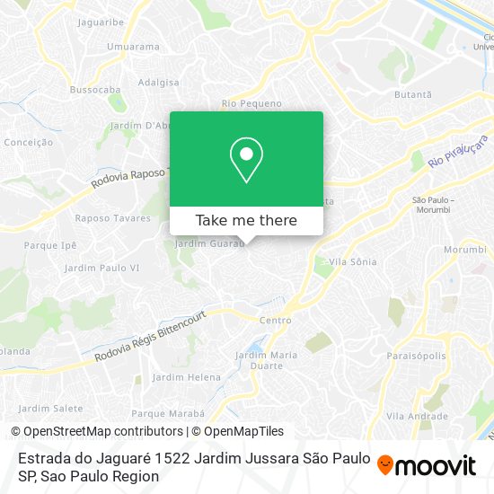Mapa Estrada do Jaguaré   1522   Jardim Jussara   São Paulo   SP