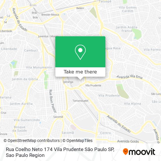 Mapa Rua Coelho Neto  174   Vila Prudente   São Paulo   SP