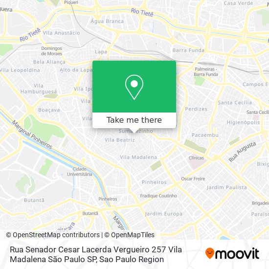 Mapa Rua Senador Cesar Lacerda Vergueiro  257  Vila Madalena  São Paulo   SP