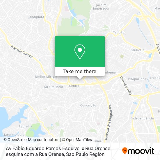 Mapa Av  Fábio Eduardo Ramos Esquível x Rua Orense   esquina com a Rua Orense