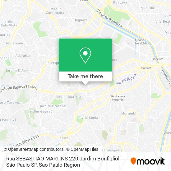 Rua SEBASTIAO MARTINS  220   Jardim Bonfiglioli   São Paulo   SP map