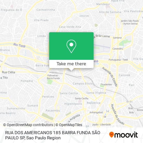 Mapa RUA DOS AMERICANOS  185  BARRA FUNDA  SÃO PAULO SP