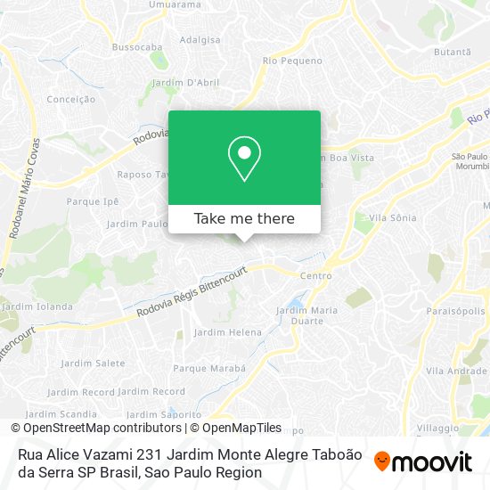 Mapa Rua Alice Vazami  231   Jardim Monte Alegre  Taboão da Serra   SP  Brasil