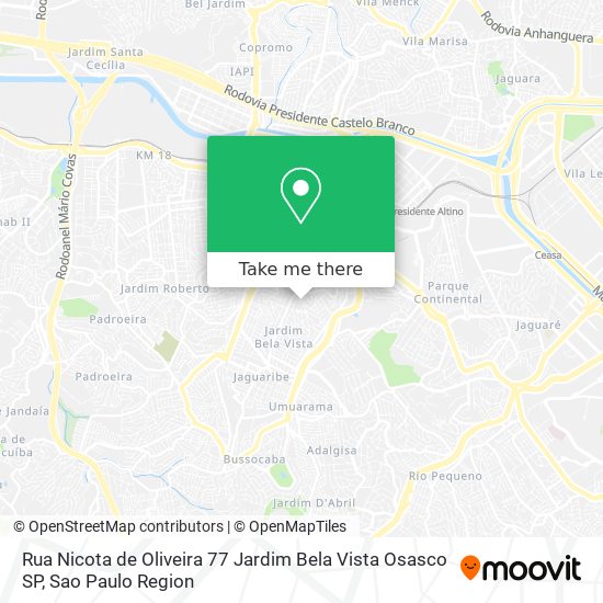 Mapa Rua Nicota de Oliveira  77   Jardim Bela Vista   Osasco   SP