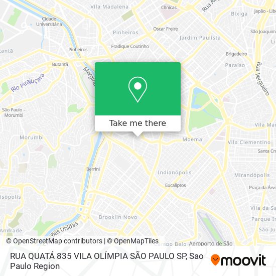 Mapa RUA QUATÁ  835 VILA OLÍMPIA SÃO PAULO  SP