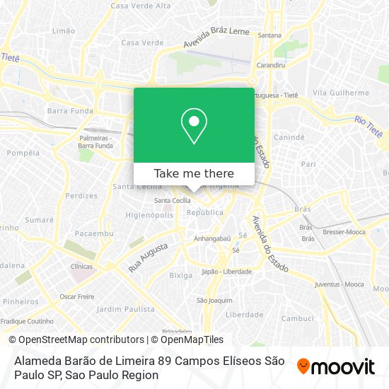 Mapa Alameda Barão de Limeira  89   Campos Elíseos   São Paulo   SP
