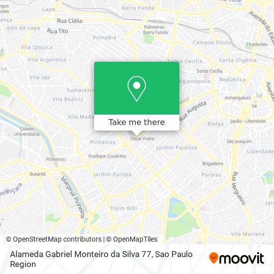 Mapa Alameda Gabriel Monteiro da Silva   77