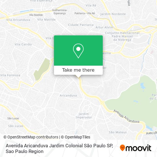 Avenida Aricanduva  Jardim Colonial  São Paulo   SP map