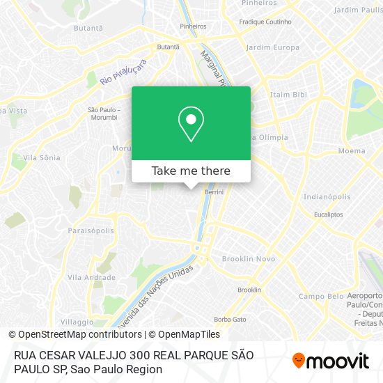 Mapa RUA CESAR VALEJJO  300 REAL PARQUE  SÃO PAULO SP