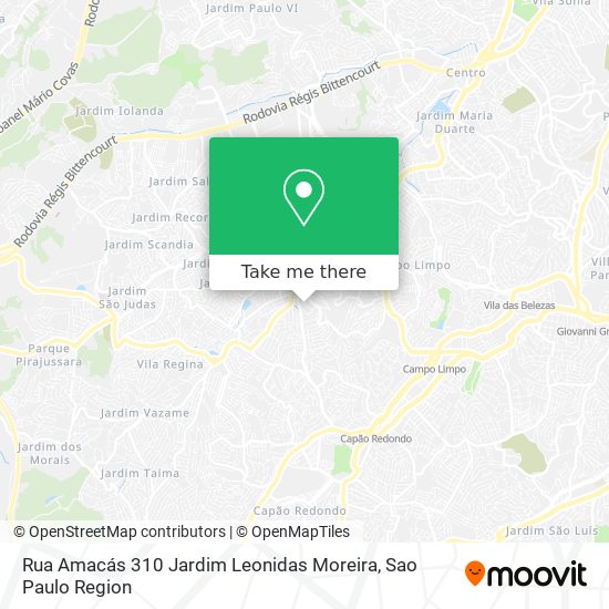 Mapa Rua Amacás  310   Jardim Leonidas Moreira