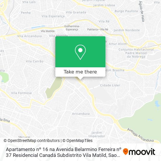 Mapa Apartamento nº 16  na Avenida Belarmino Ferreira nº 37  Residencial Canadá  Subdistrito Vila Matild