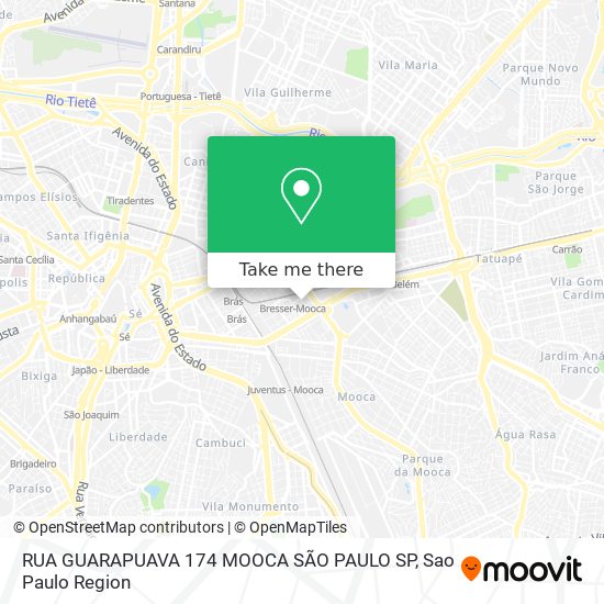 Mapa RUA GUARAPUAVA  174 MOOCA  SÃO PAULO SP
