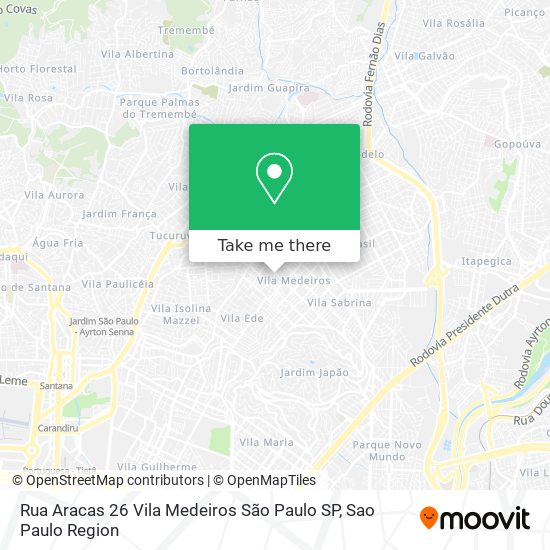 Mapa Rua Aracas  26   Vila Medeiros   São Paulo   SP