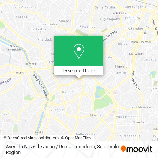 Mapa Avenida Nove de Julho / Rua Urimonduba
