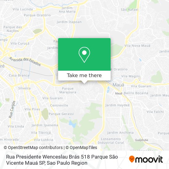 Mapa Rua Presidente Wenceslau Brás  518   Parque São Vicente   Mauá   SP