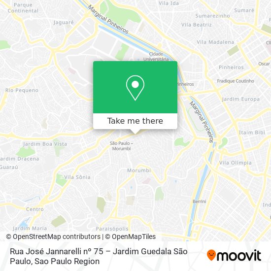 Mapa Rua José Jannarelli  nº 75 – Jardim Guedala  São Paulo