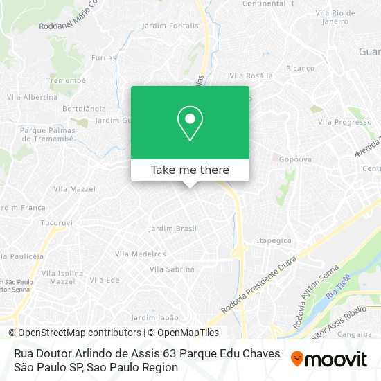 Mapa Rua Doutor Arlindo de Assis  63   Parque Edu Chaves   São Paulo   SP