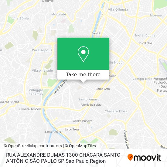 RUA ALEXANDRE DUMAS  1300  CHÁCARA SANTO ANTÔNIO  SÃO PAULO SP map