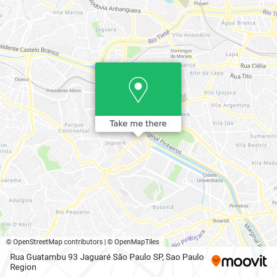 Mapa Rua Guatambu  93   Jaguaré   São Paulo   SP