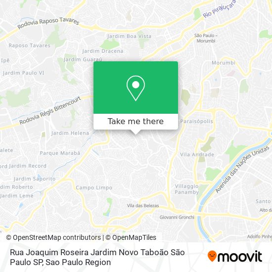 Mapa Rua Joaquim Roseira  Jardim Novo Taboão  São Paulo   SP