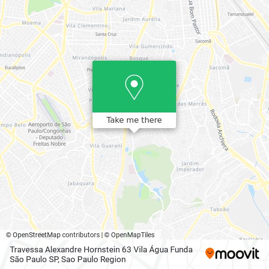 Mapa Travessa Alexandre Hornstein  63   Vila Água Funda   São Paulo   SP