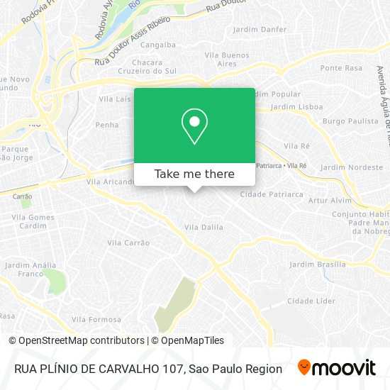 Mapa RUA PLÍNIO DE CARVALHO 107