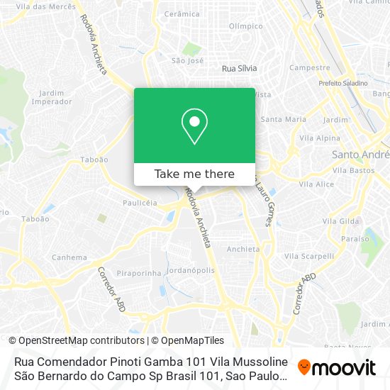 Mapa Rua Comendador Pinoti Gamba  101   Vila Mussoline  São Bernardo do Campo   Sp  Brasil 101