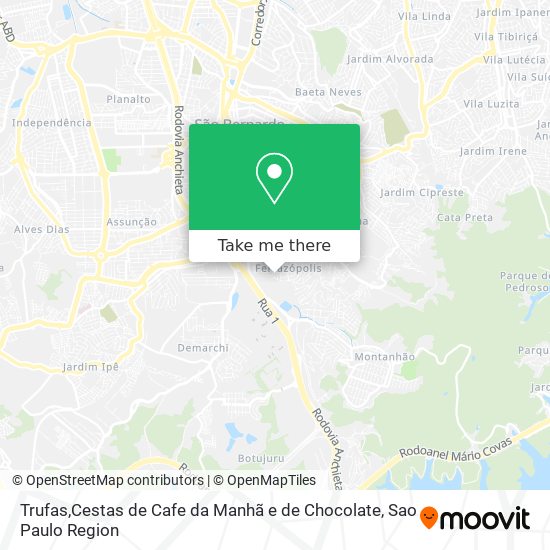 Mapa Trufas,Cestas de Cafe da Manhã e de Chocolate