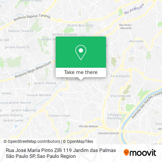 Mapa Rua José Maria Pinto Zilli  119   Jardim das Palmas   São Paulo   SP
