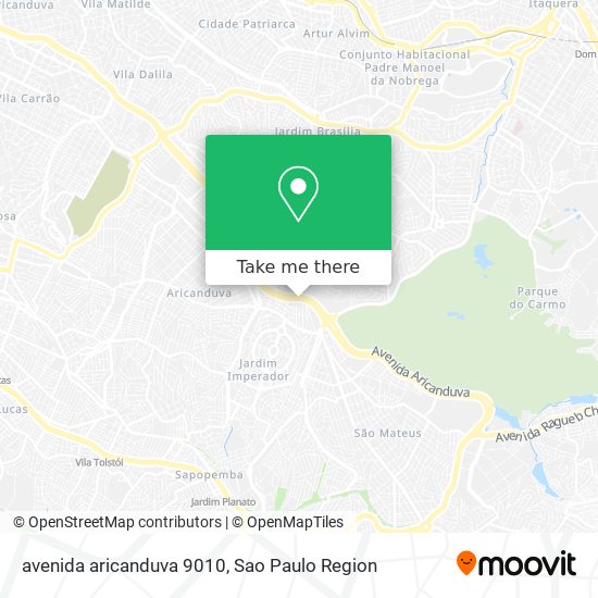 Mapa avenida aricanduva 9010