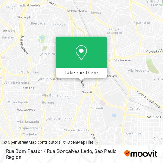 Mapa Rua Bom Pastor / Rua Gonçalves Ledo