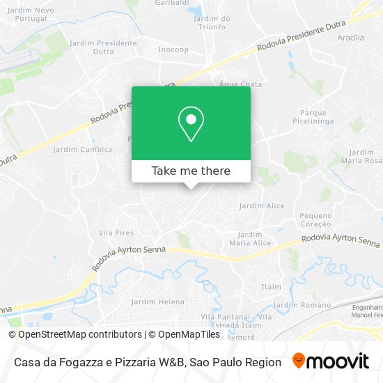 Mapa Casa da Fogazza e Pizzaria W&B