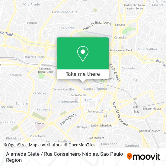 Mapa Alameda Glete / Rua Conselheiro Nébias