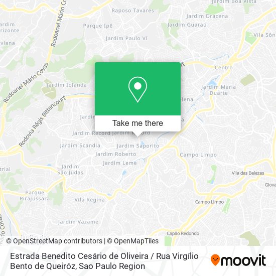 Mapa Estrada Benedito Cesário de Oliveira / Rua Virgílio Bento de Queiróz