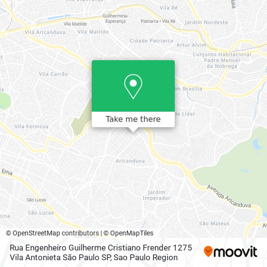 Mapa Rua Engenheiro Guilherme Cristiano Frender  1275   Vila Antonieta   São Paulo   SP
